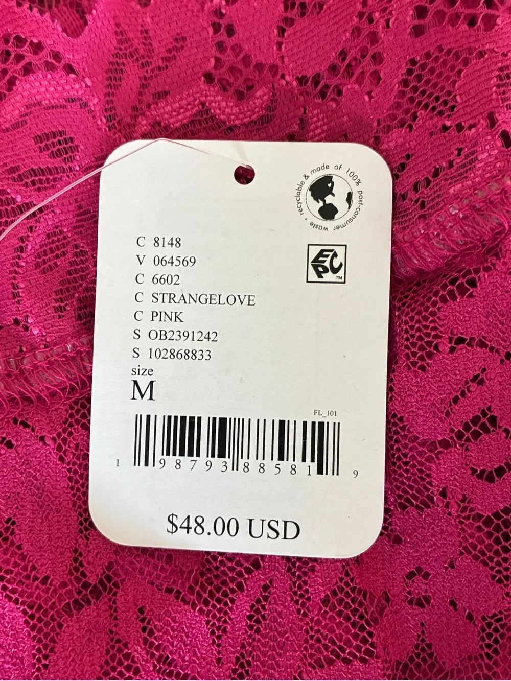 Free People Pink Floral Lace Long-Sleeve V-Neck Top